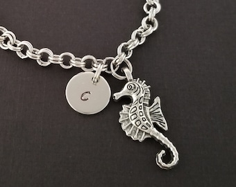 Seahorse Bracelet - Seahorse Charm Bracelet - Ocean Bracelet - Charm Jewelry - Seahorse Bangle - Personalized Bracelet - Seahorse Jewelry