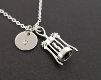 Silver Wine Opener Necklace - Bottle Opener Necklace - Personalized Necklace - Custom Initial Necklace - Wine Necklace - Wine Cork Necklace