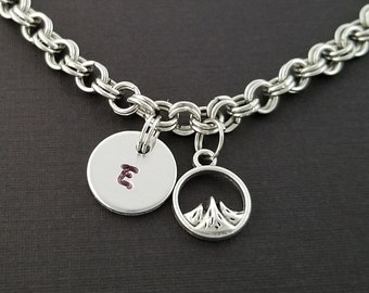 Mountain Bracelet - Mountain Charm Bracelet - Nature Bracelet - Charm Jewelry - Mountain Bangle - Personalized Bracelet Mountain Pendant