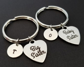 Big Sister Keychain - Baby Sister Keychain - Gift for Sister - Custom Gift - Big Sister Gift Baby Sister Keychain - Custom Keyring SSSister