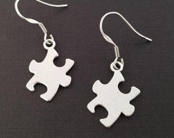 Puzzle Piece Earrings - Puzzle Charm Earrings - Puzzle Earrings - French Hook Earrings - Dangle Earrings - Autism Awareness Gift