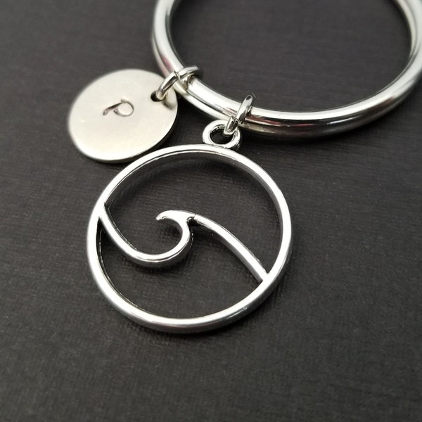 Sea Keychain - Ocean Keychain - Ocean Wave Keychain - Nautical Keychain - Marine Keychain - Silver Sea Keychain - Ocean Gift - Sea Gift