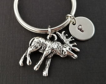 Moose Keychain - Moose Keyring - Hunting Keychain - Moose Charm Keyring - Gift for Dad - Animal Keychain - Gift Under 10