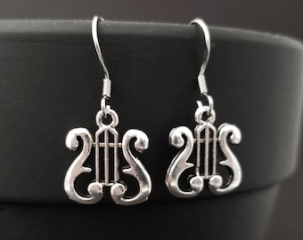 Lyre Earrings - Dainty Music Charm Earrings - Music Gift - Gift for Mom - French Hook Earrings - Dangle Earrings - Music Earrings