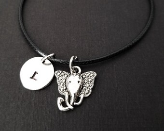 Elephant Head Charm Bracelet - Cord Bracelet - Black Bracelet - Best Friends Bracelet - Elephant Bracelet - Animal Bracelet