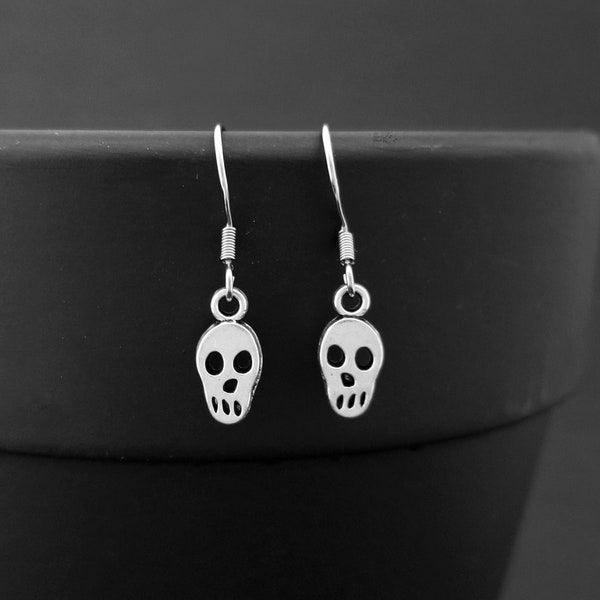 Dainty Skull Earrings - Day of the Dead Earrings - Dia de Los Muertos Earrings - Dangle Earrings - Halloween Earrings - Skull Jewelry