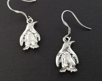 Penguin Earrings - Penguin Charm Earrings - Penguin Jewelry - Gift for Mom - French Hook Earrings - Dangle Earrings - Animal Earrings