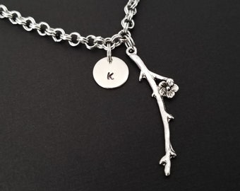 Cherry Tree Branch Bracelet - Cherry Blossom Bracelet - Woodland Bracelet - Charm Jewelry - Flower Bangle - Personalized Bracelet