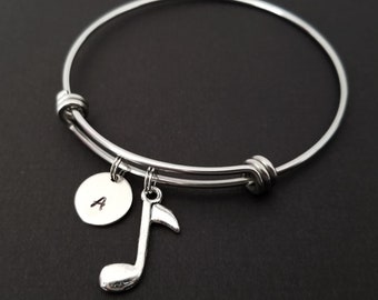 Music Note Bracelet - One Eighth Note Bracelet - Personalized Bracelet - Musician Gift - Charm Bracelet - Music Lover Jewelry