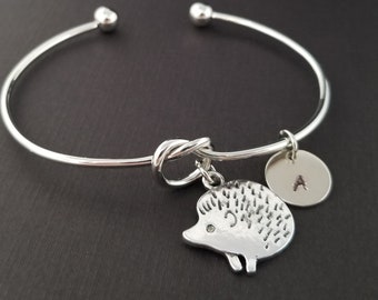 Hedgehog Knot Bangle - Hedgehog Knot Bracelet - Expandable Bangle - Charm Bangle - Hedgehog Bracelet - Initial Bracelet - Animal Bracelet