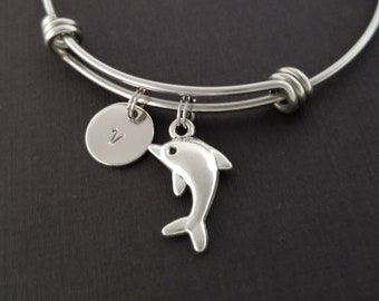 Dolphin Bangle - Dolphin Charm Bracelet - Expandable Bangle - Charm Bangle - Dolphin Bracelet- Best Friend Bracelet - Porpoise Bracelet