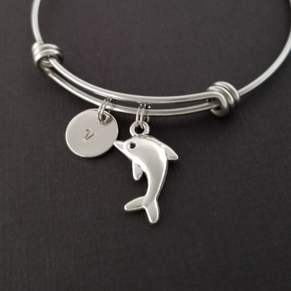 Dolphin Bangle - Dolphin Charm Bracelet - Expandable Bangle - Charm Bangle - Dolphin Bracelet- Best Friend Bracelet - Porpoise Bracelet