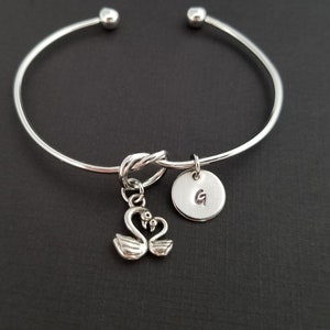 Swan Knot Bangle - Swan Knot Bracelet - Expandable Bangle - Charm Bangle - Swan Bracelet - Mom Bracelet - Gift for Mom New Mom Gift