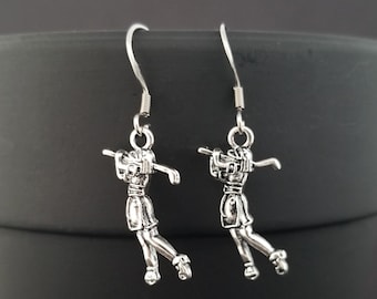 Golfer Earrings - Ladies Golfer Charm Earrings - Caddy Gift - Golf Earrings - French Hook Earrings - Dangle Earrings - Woman Golfer Earrings