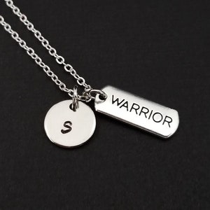 Silver Warrior Necklace Inspirational Necklace Personalized Necklace Custom Gift Inspirational Jewelry Warrior Message Necklace image 1