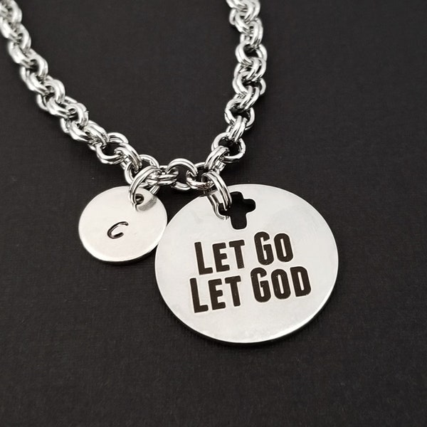 Let Go Let God Bracelet - Inspirational Bracelet Gift - Bible Verse Bracelet - Religious Bracelet - Best Friend Gift Custom Bracelet Bangle