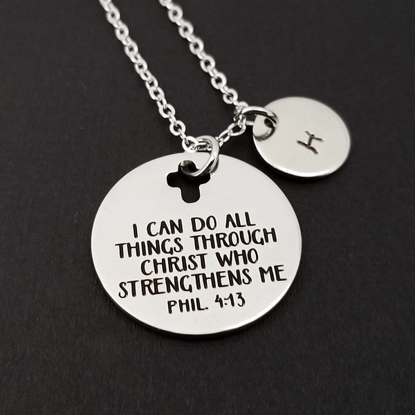 Philippians 4:13 Necklace - Phil 4 13 Necklace - Religious Necklace - I Can Do All Things - Cross Necklace - Christian Necklace Bible Verse