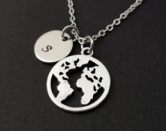 World Map Necklace - Globe Necklace - Personalized World Necklace - Custom Earth Gift - Globetrotter Necklace - World Jewelry