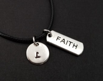 Faith Charm Bracelet - Cord Bracelet - Black Bracelet - Best Friends Bracelet - Faith Bracelet - Inspirational Bracelet - Christian Bracelet