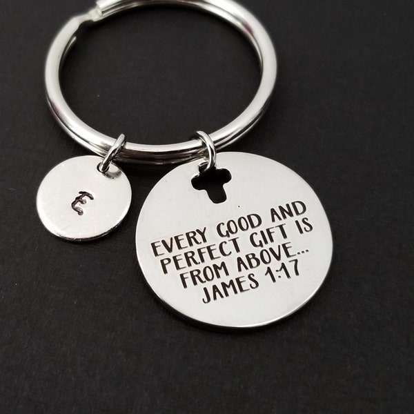 James 1:17 Keychain - Custom Gift - Perfect Gift Is From Above - Bible Verse Keychain - Gift for Dad - Gift for Mom - Religious Keyring