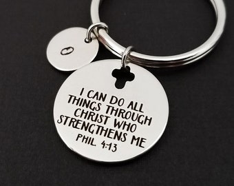 Philippians 4 13 - Phil 4 13 Keychain - Custom Gift - I Can Do All Things - Bible Verse Keychain - Gift for Dad - Gift for Mom - Religious