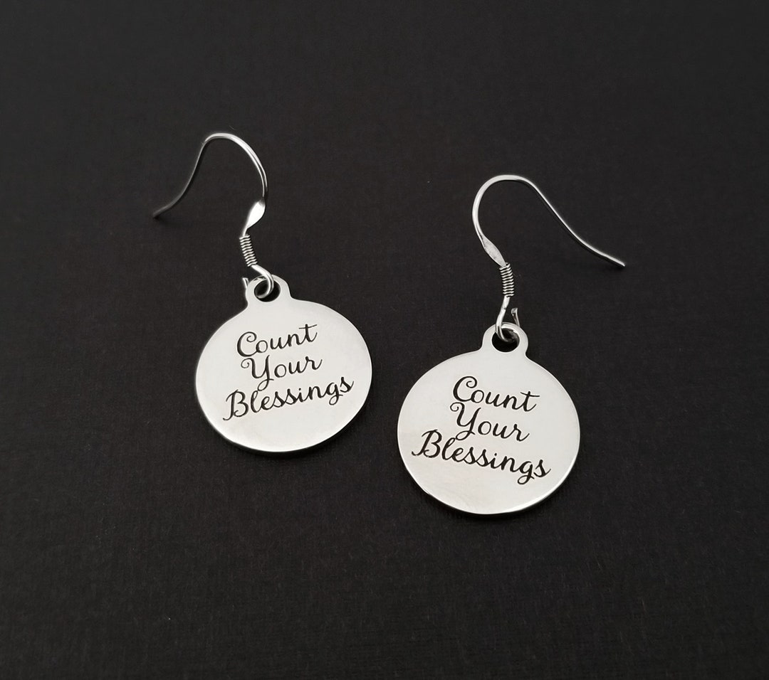 Count Your Blessings Earrings Bible Verse Earrings French Hook Earrings