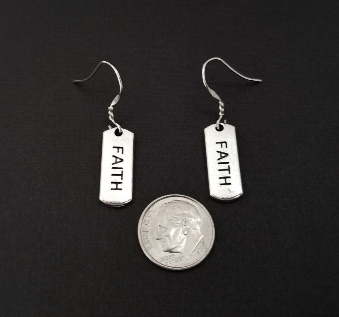 Faith Earrings Christian Faith Charm Earrings Earrings Etsy