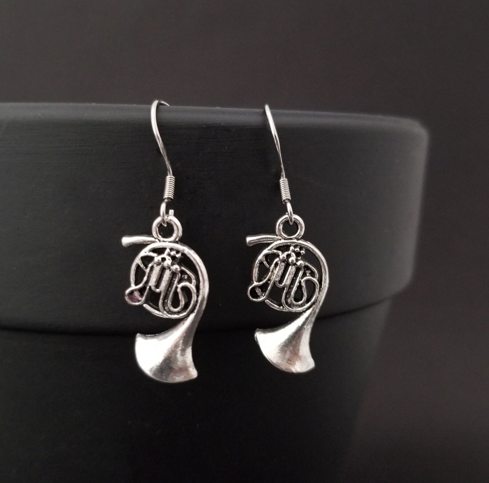 French Horn Earrings French Horn Charm Earrings Music Gift Etsy
