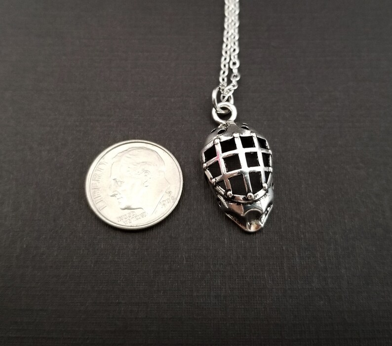Ice Hockey Mask Necklace Goalie Mask Necklace Hockey Charm Necklace Sports Necklace Personalized Necklace Custom Initial Necklace