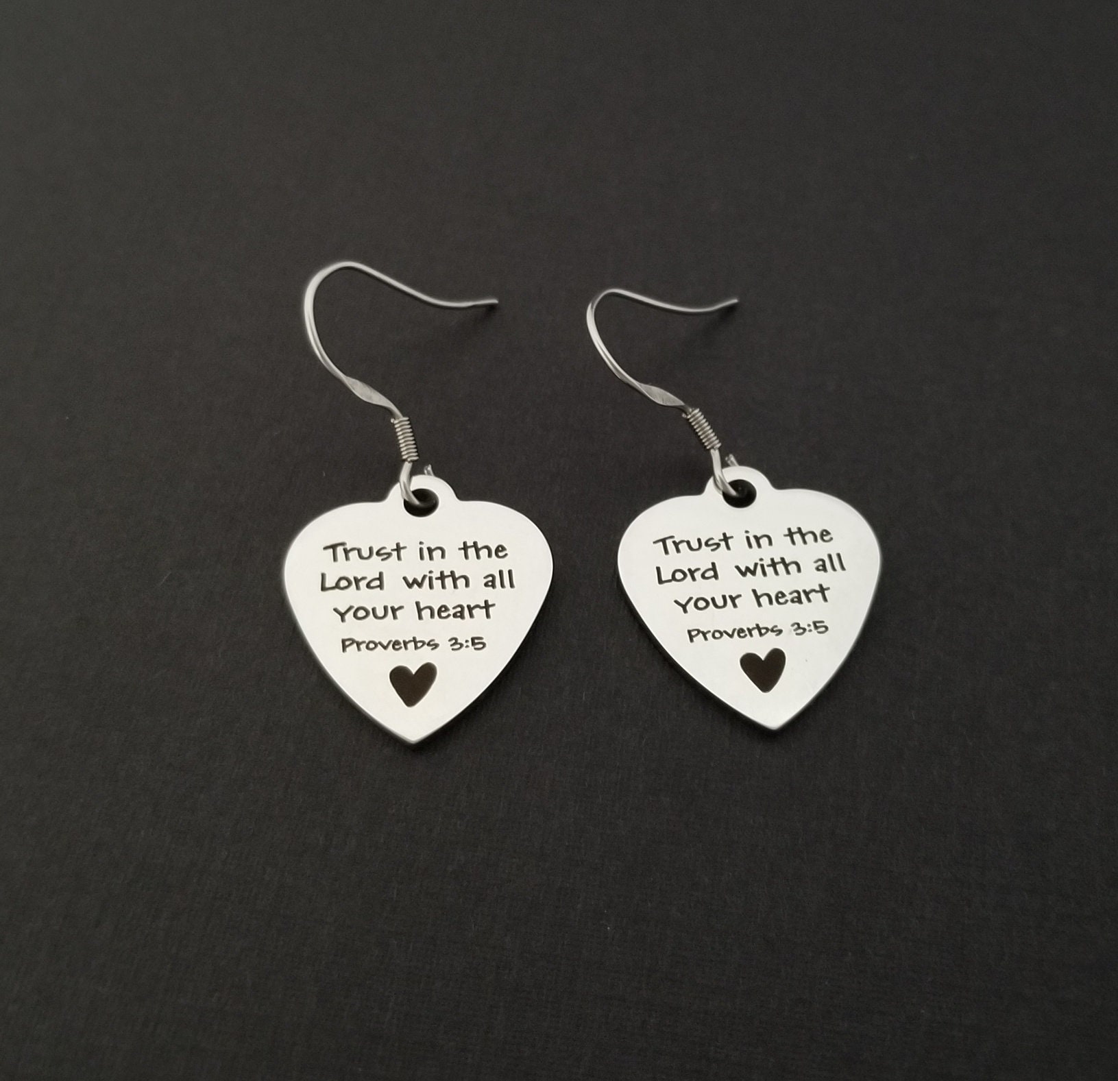 Trust In the Lord Earrings Bible Verse Earrings French Hook Etsy