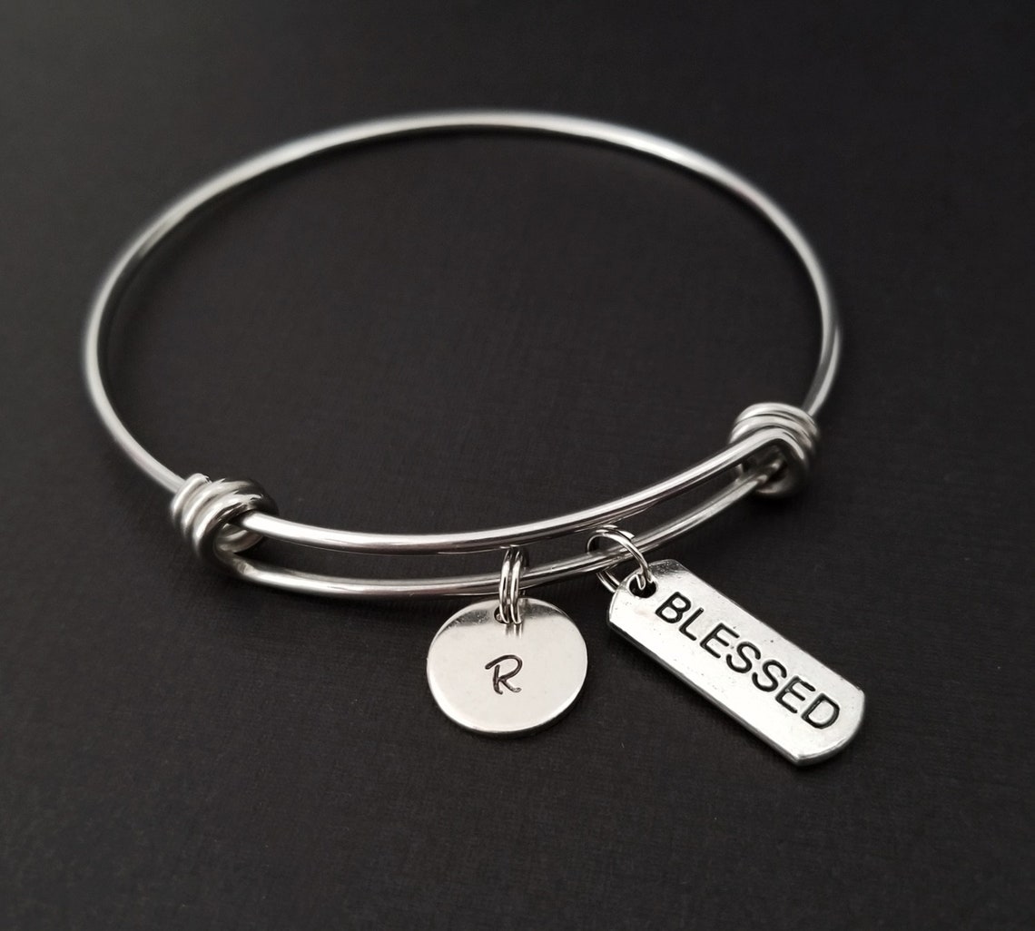 Blessed Bangle Bracelet Blessed Charm Bracelet Adjustable Etsy