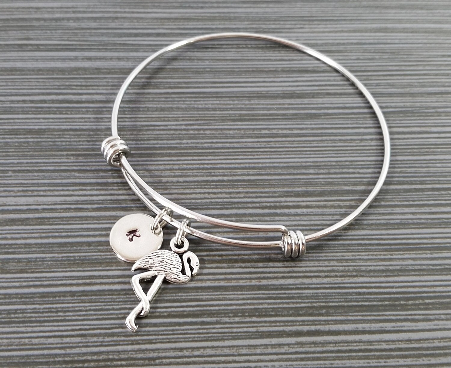 Flamingo Bangle Flamingo Charm Bracelet Expandable Bangle - Etsy