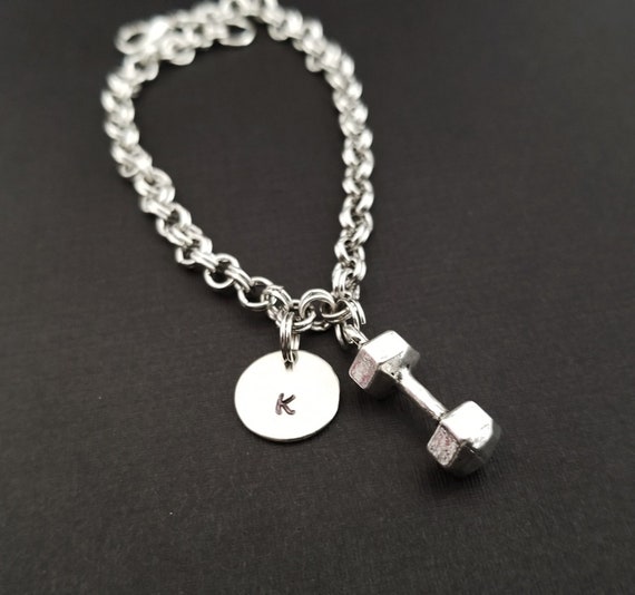 Dumbbell bracelet charm clearance