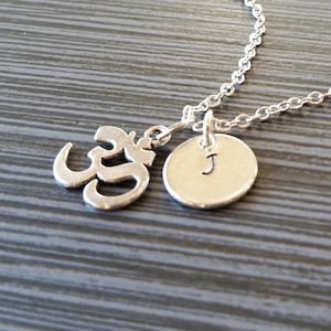 Silver Om Necklace - Ohm Jewelry - Personalized Necklace - Custom Gift - Yoga Charm Pendant - Yoga Jewelry - Yoga Instructor Gift