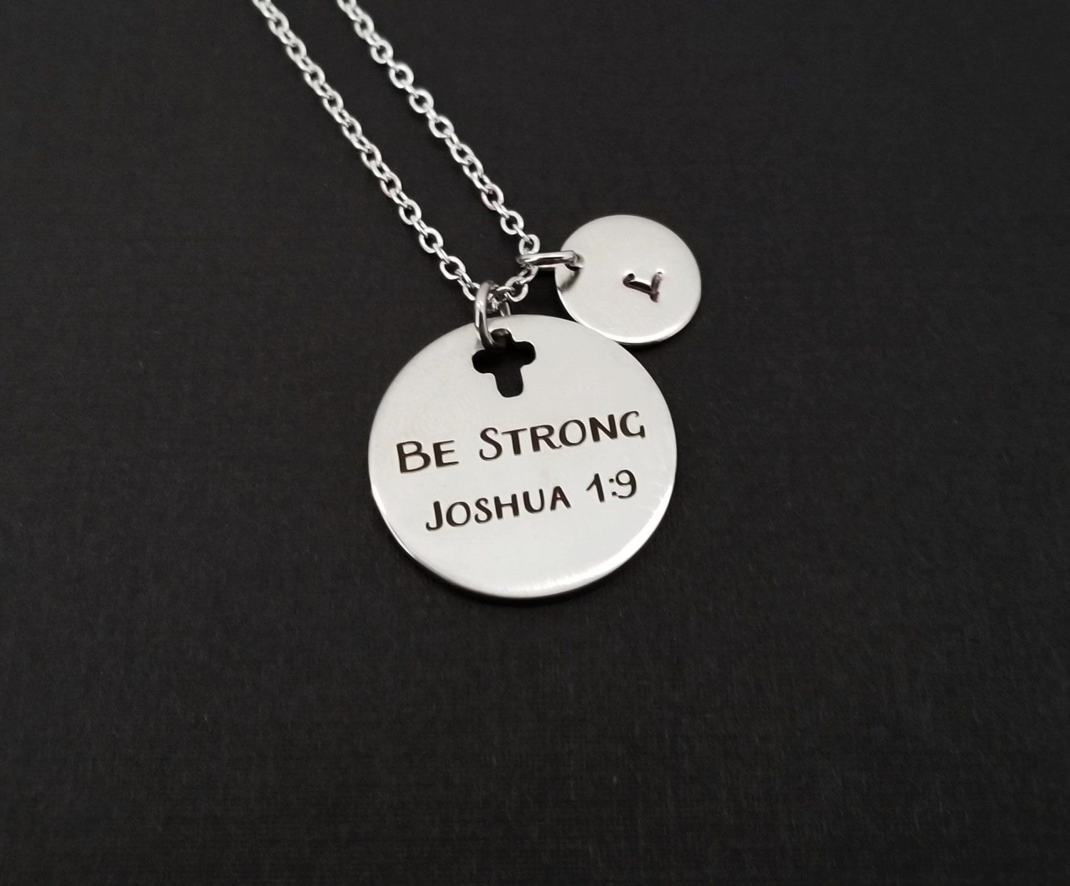 Joshua 19 Necklace Be Strong Necklace Religious Necklace Etsy