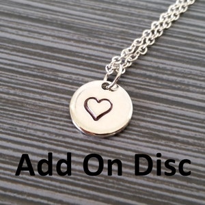 Silver Heart Necklace Add On - Heart Charm Necklace - Personalized Necklace - Custom Gift - Initial Necklace - Stamped Necklace