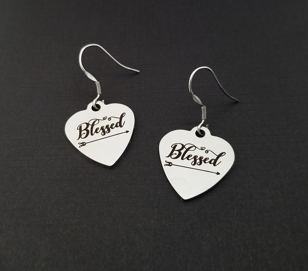Blessed Earrings Bible Verse Earrings French Hook Earrings Dangle