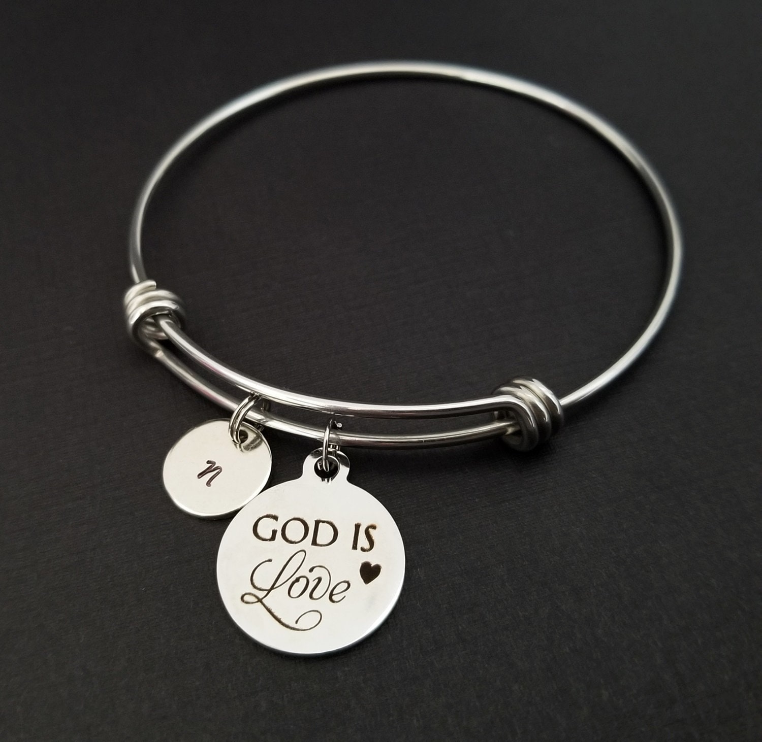 God is Love Bracelet Christian Bangle Expandable Charm Etsy