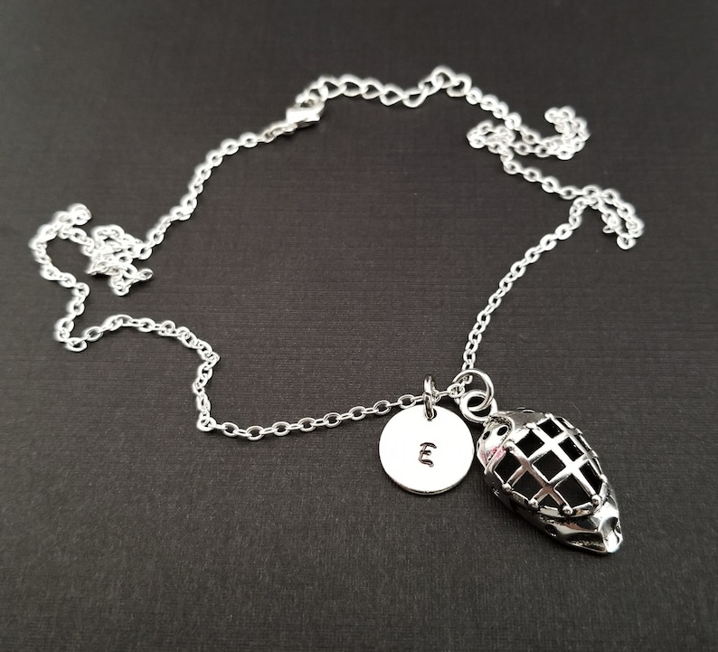 Ice Hockey Mask Necklace Goalie Mask Necklace Hockey Charm Necklace Sports Necklace Personalized Necklace Custom Initial Necklace