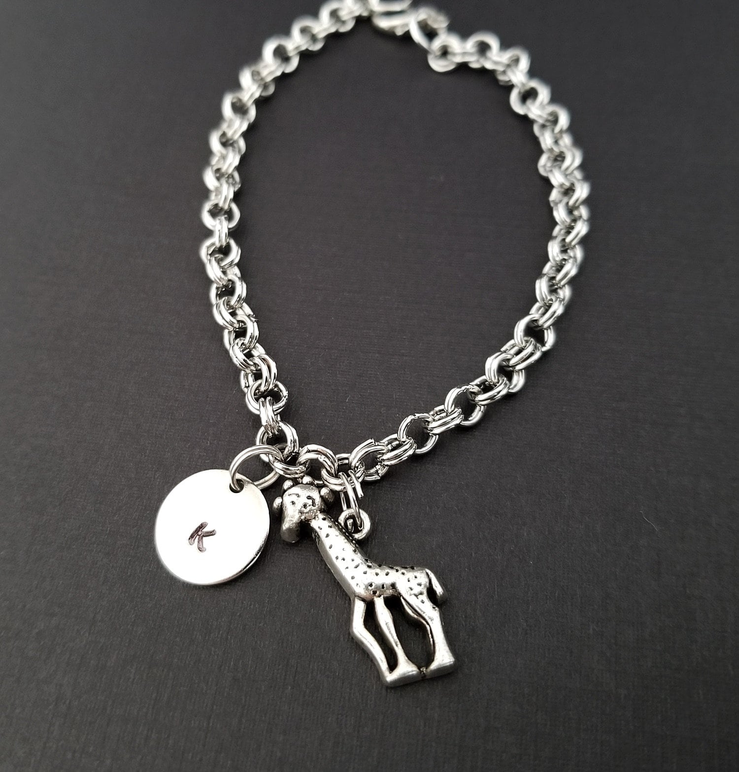 Animal Bracelet Giraffe Crystal Lobster Claw Bracelet - Silver Plated Chain With Clear Rhinestones Bracelets For Charms