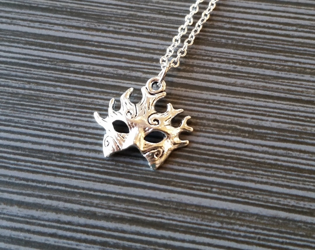 Silver Masquerade Mask Necklace Dance Necklace Etsy