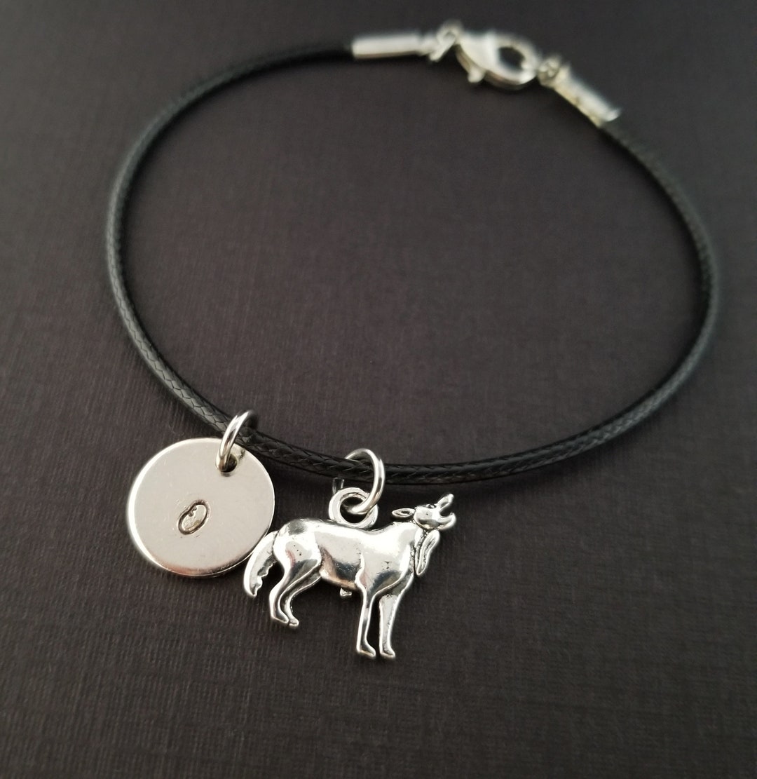 Wolf Charm Bracelet Cord Bracelet Black Wolf Bracelet Best Friends