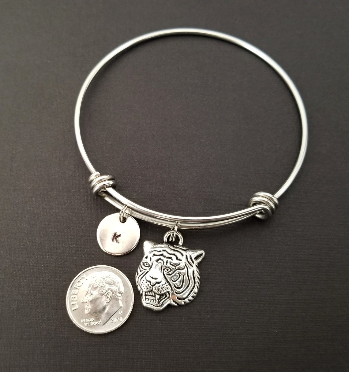 Tiger Bangle Tiger Charm Bracelet Adjustable Bangle Etsy UK