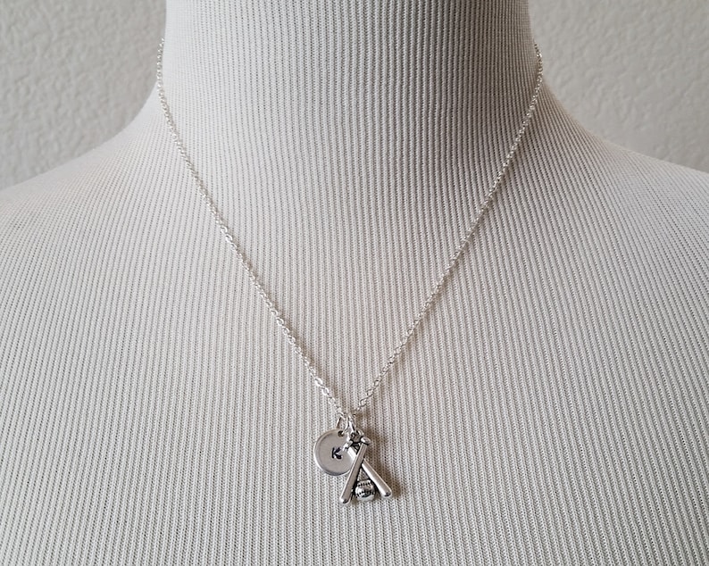 Silver Baseball Necklace Baseball Bat Necklace Etsy