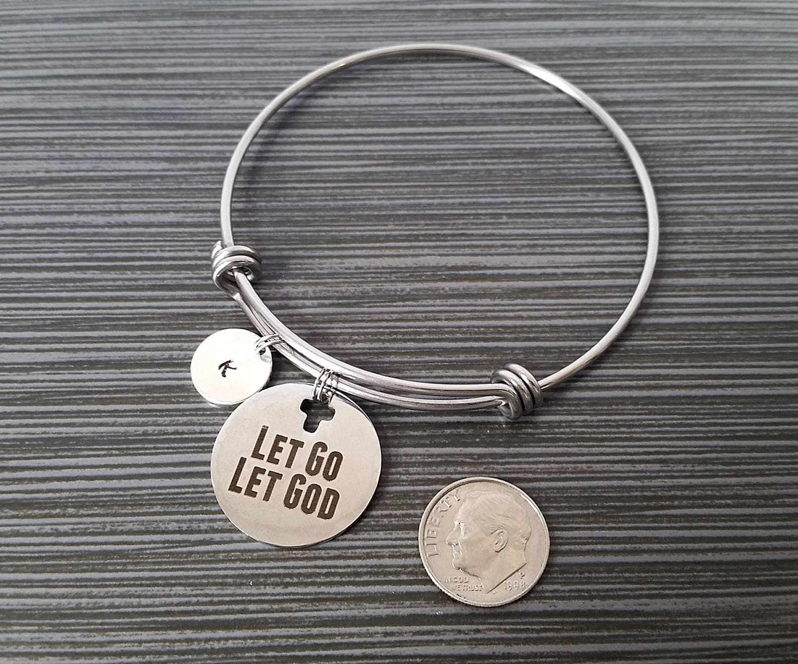 Let Go Let God Bracelet Faith Bangle Expandable Charm Etsy