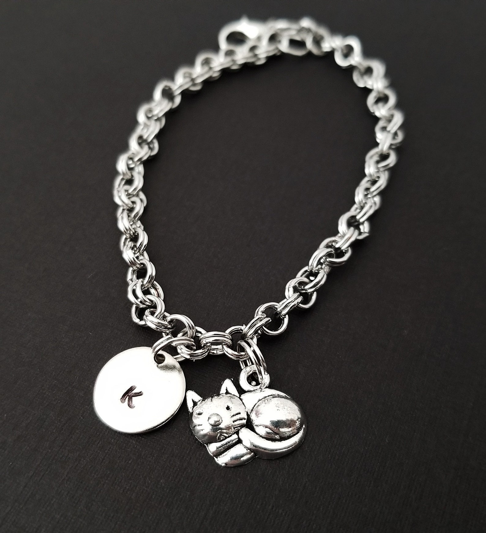 Cat Bracelet Cat Charm Bracelet Gift for Cat Lover Etsy