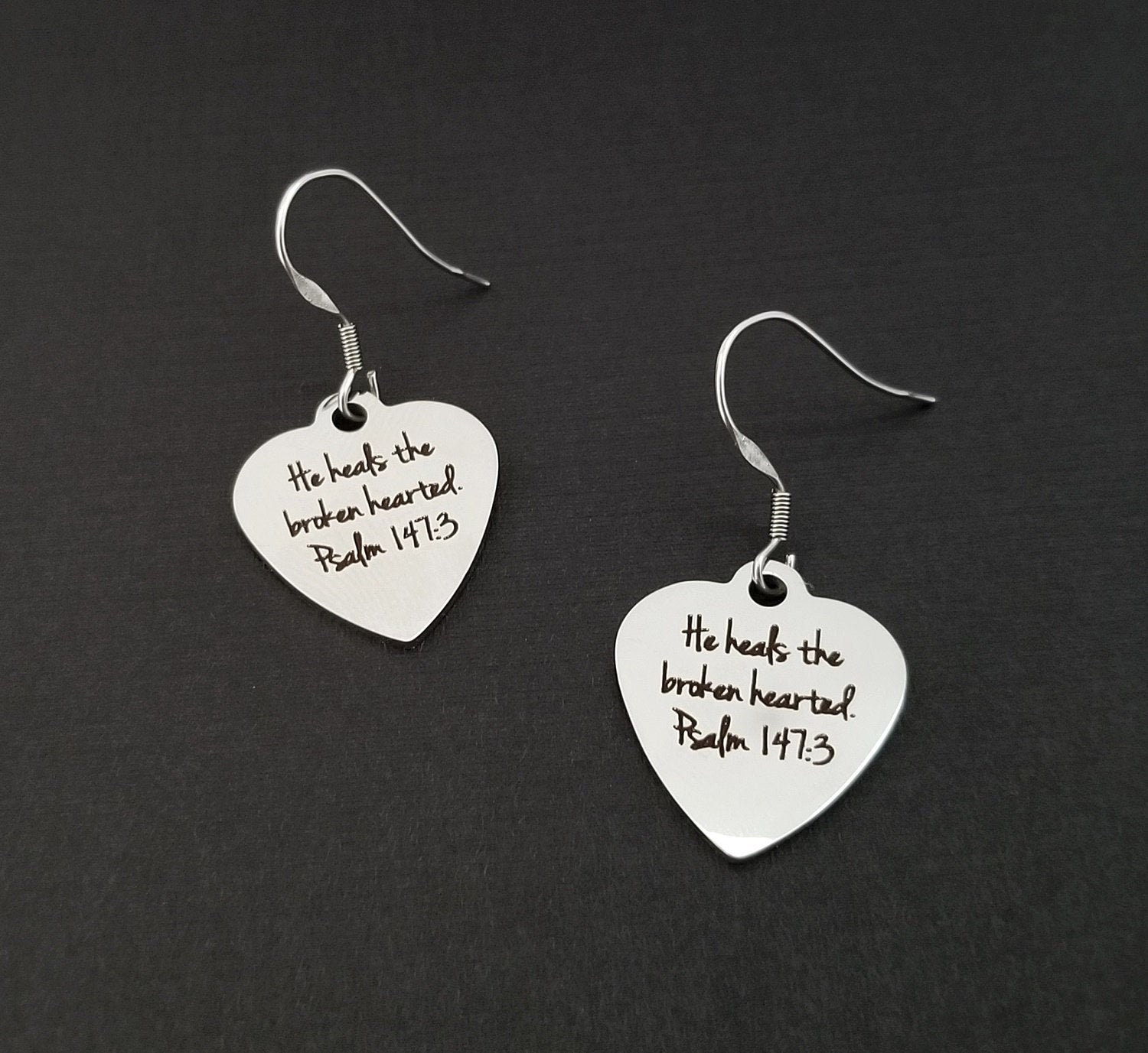He Heals the Brokenhearted Earrings Bible Verse Earrings Etsy