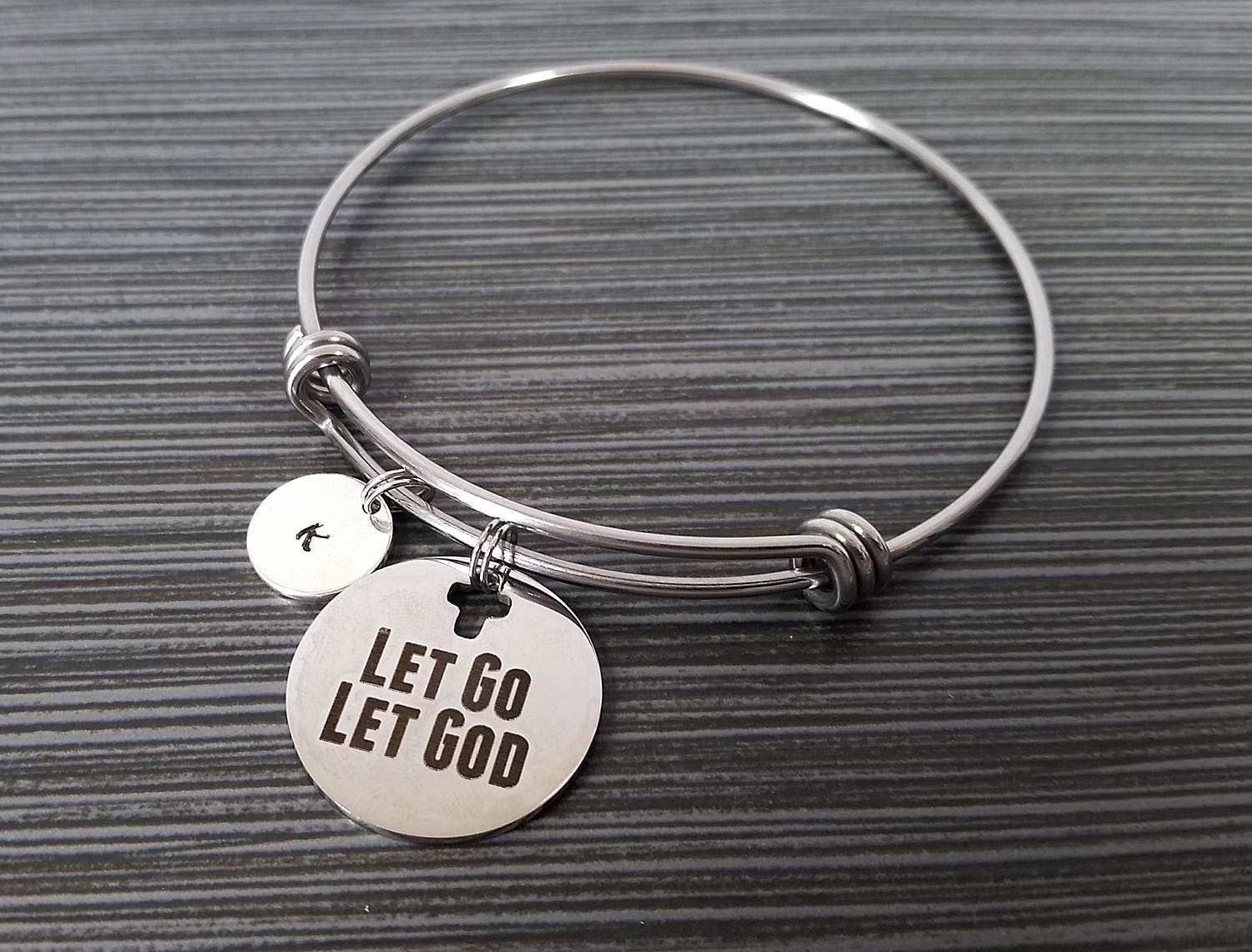 Let Go Let God Bracelet Faith Bangle Expandable Charm Etsy