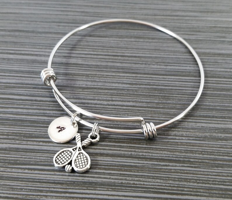 Tennis Bracelet Expandable Bangle Tennis Racket Ball Charm Etsy