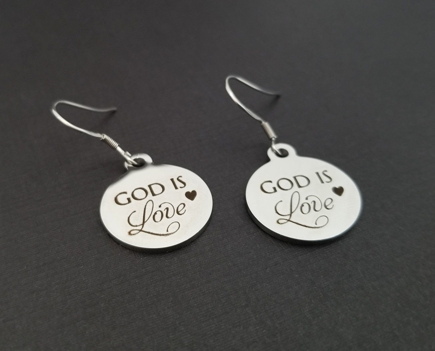 God is Love Earrings Bible Verse Earrings French Hook Etsy